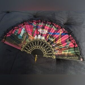Las Vegas Souvenir Hand Fan - Pink and Black